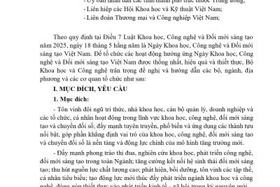 Văn bản số 2712/BKHCN -VP vè việc hướng dẫn tổ chức các hoạt động hưởng ứng Ngày Khoa học, Công nghệ và Đổi mới sáng tạo Việt Nam