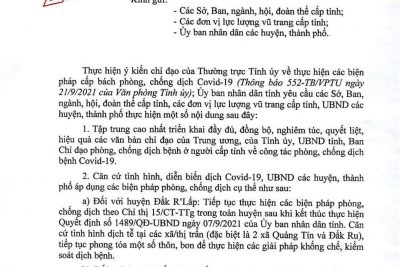 CÔNG VĂN SỐ 5419/UBND-KGVX VỀ VIỆC TRIỂN KHAI Ý KIẾN CHỈ ĐẠO CỦA THƯỜNG TRỰC TỈNH ỦY  VỀ THỰC HIỆN CÁC BIỆN PHÁP CẤP BÁCH PHÒNG, CHỐNG DỊCH COVID 19